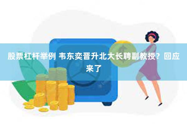 股票杠杆举例 韦东奕晋升北大长聘副教授？回应来了